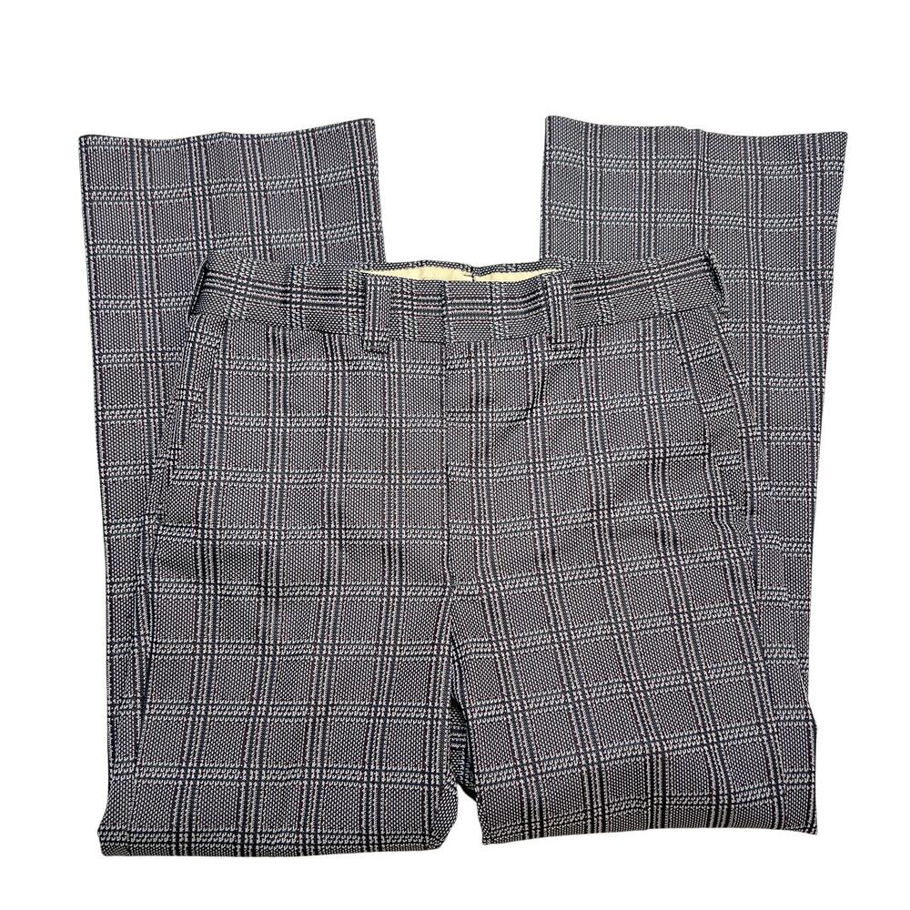 Vintage 70s Plaid Pants Relaxed Fit Slacks Multicolor Custom Made Retro Disco